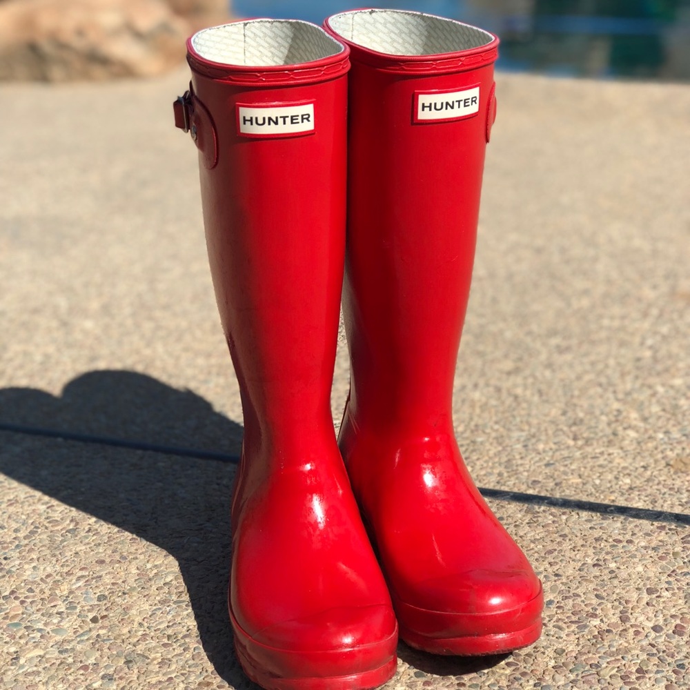 Hunter red rubber rain boots 5 - Picture 6 of 8